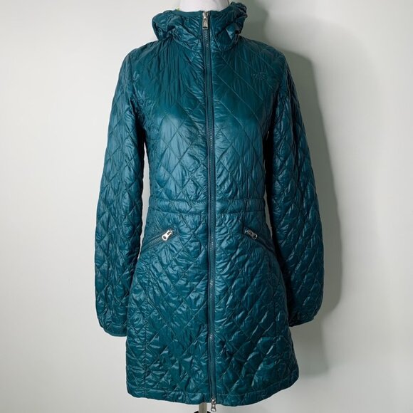 The North Face Women’s Teal Diamond Stitch Full Zip Hoodie Coat Jacket Size XS - Picture 1 of 13